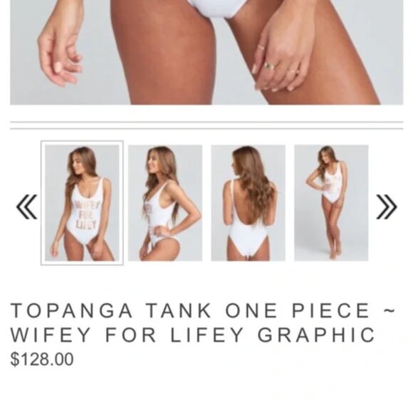 Show Me Your Mumu Wifey For Lifey One Piece - White Swimsuit with Gold Lettering - Picture 8 of 8